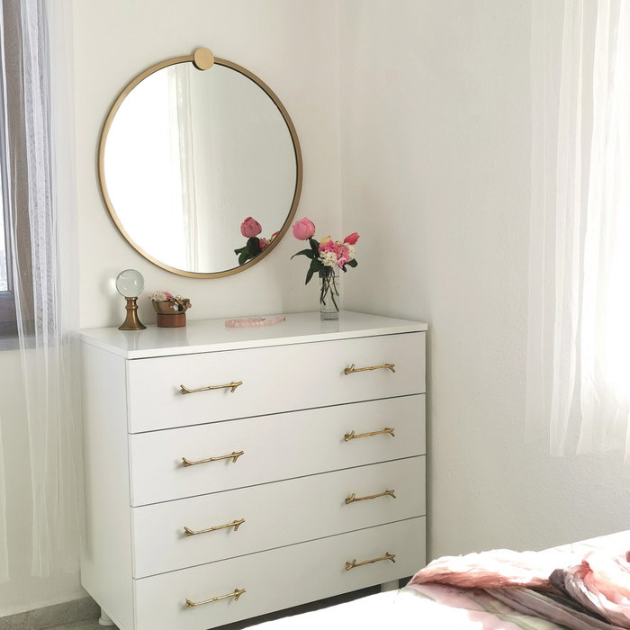 Hanah Home Espejo Redondo de Metal Dorado A708